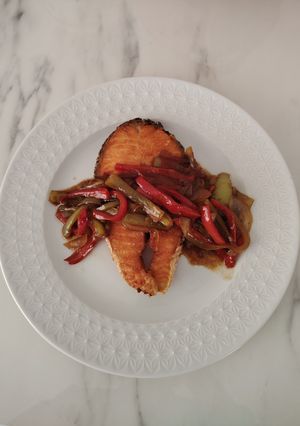 Foto resep Salmon Paprika Saus Tiram