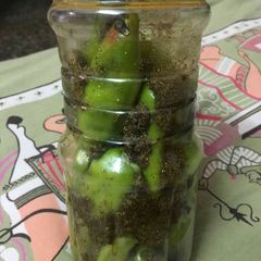 A picture of Green chillies pickle.