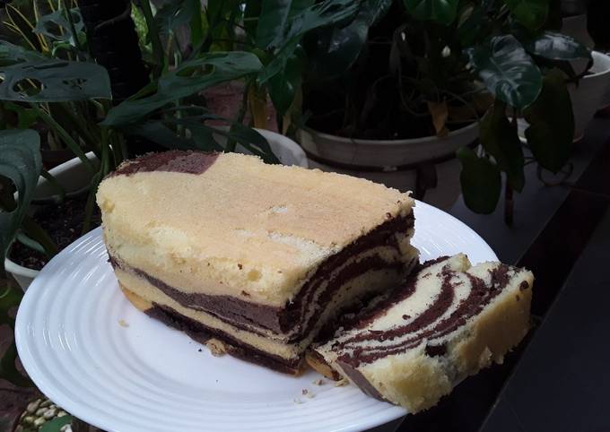 Marmer/ Marble/ Zebra Cake dari putih telur