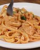 Fettuccine con salsa de champiñones y queso manchego