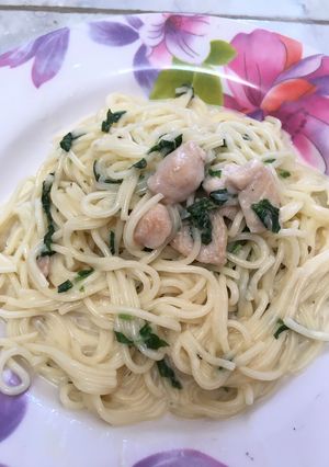 Foto resep Spaghetti with Creamy Chicken Spinach Sauce