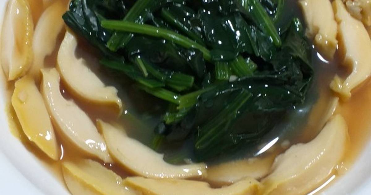 Abalone with spinach Recipe by cookinglagla - Cookpad
