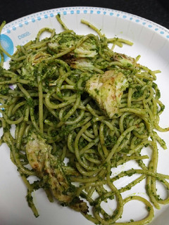 A picture of Green Pesto Spaghetti.