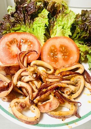 Hình của món Mực chiên nước mắm (dùng nồi chiên không dầu).