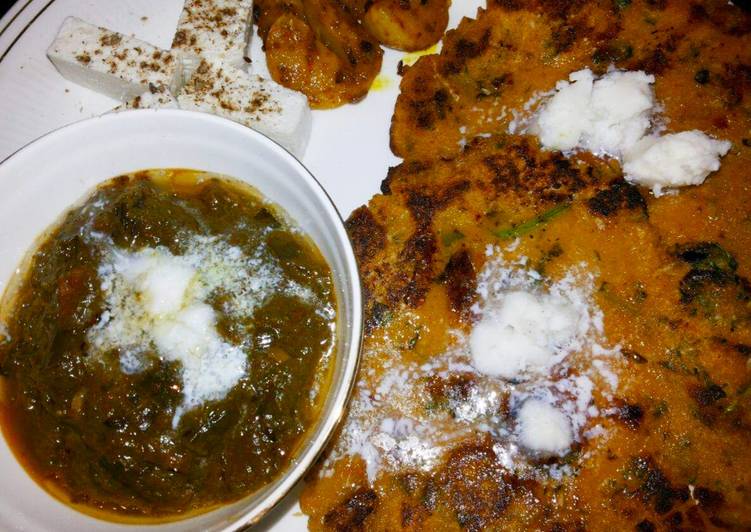 Recipe of Homemade Makki ka parantha with sarso ka saag