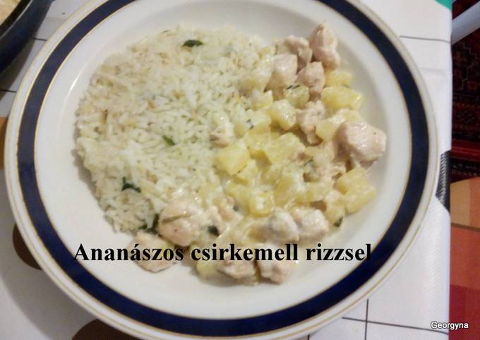 Ananászos csirkemell rizzsel recept foto