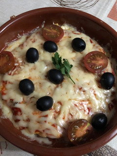 Una foto de Pastel de tortilla con relleno de champiñón