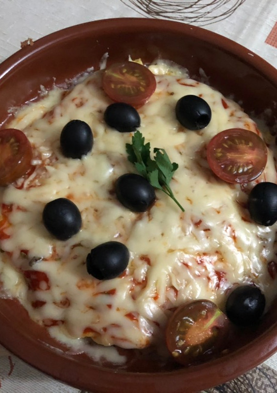 Una foto de Pastel de tortilla con relleno de champiñón