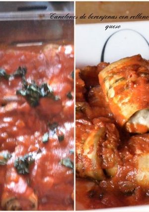 Una foto de Canelones de berenjenas con relleno de atún y queso