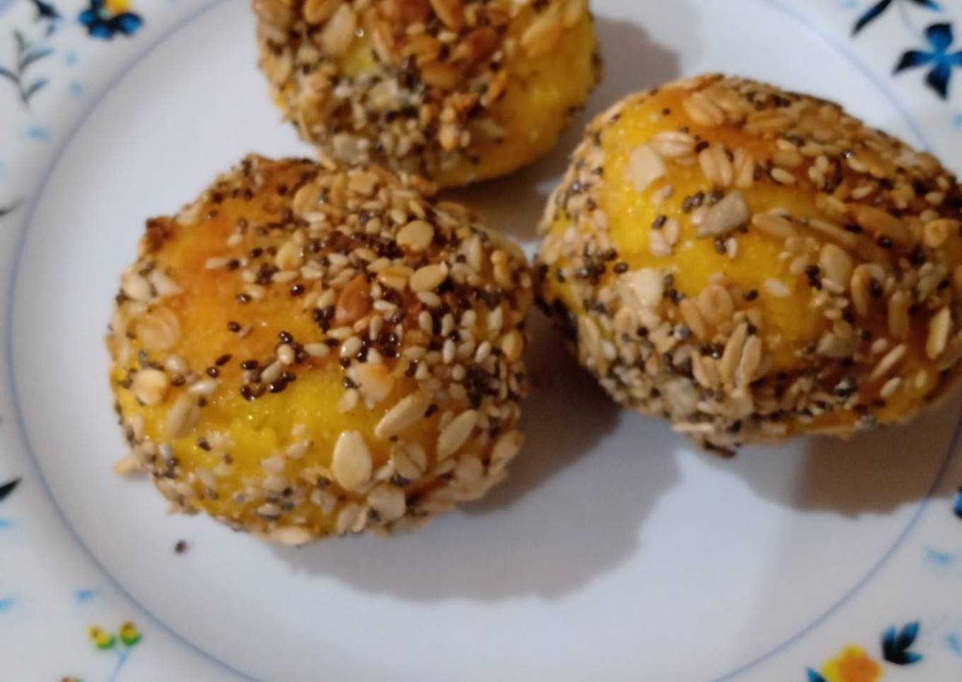 Bombas de maíz a la fugazzeta saludables sin freír. 110cal por porción (2 unidades)