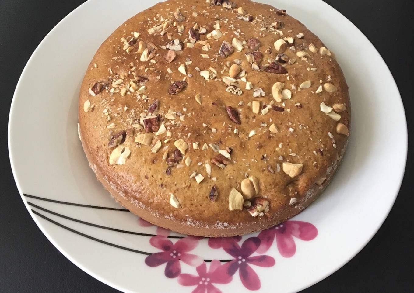 Eggless cashew and walnut cake