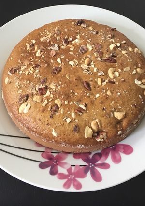 A picture of Eggless cashew and walnut cake.