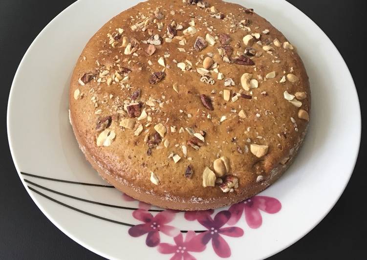 Simple Way to Prepare Quick Eggless cashew and walnut cake