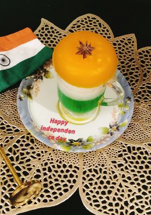 A picture of Tricolour pudding 🍮🍮 🇮🇳🇮🇳🇮🇳🇮🇳.