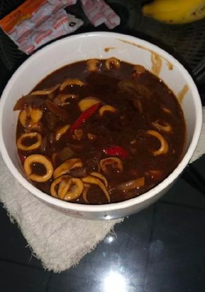 Foto resep Cumi lada hitam saos saori lada hitam