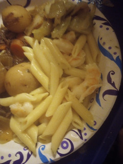 A picture of Shrimp Penne in a Garlic Butter Sauce.