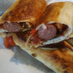 A picture of Hotdogs in Tortillas.