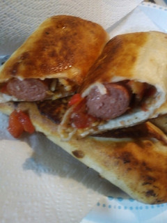 A picture of Hotdogs in Tortillas.
