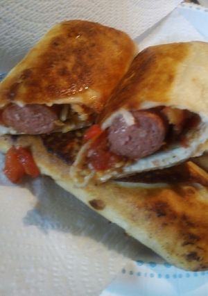 A picture of Hotdogs in Tortillas.