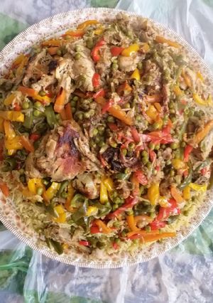 صورة لوصفة 😋 مندي مدخن بالخضار والدجاج 😋