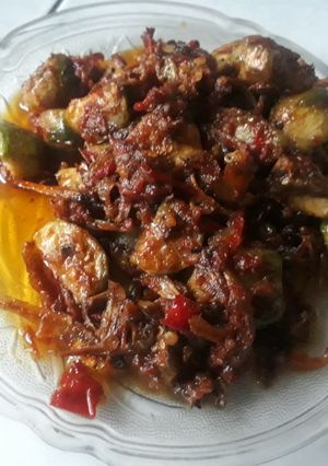 Foto resep Balado terong bulat plus teri