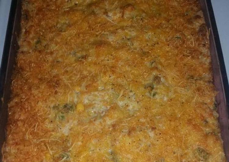 Recipe of Super Quick Homemade Chicken, broccoli, and hashbrown casserole