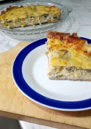 Una foto de Quiche de verduras y pollo