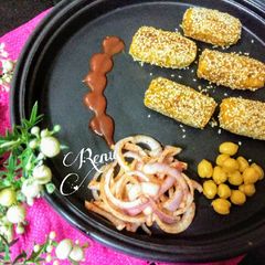 A picture of ChickPea Sesame Baked Kabab.