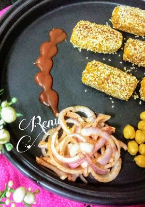 A picture of ChickPea Sesame Baked Kabab.