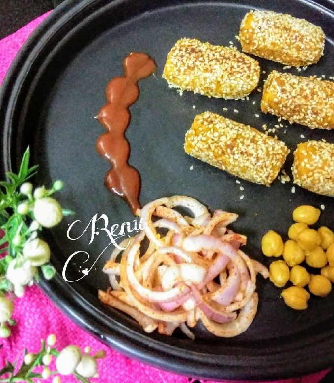 A picture of ChickPea Sesame Baked Kabab.