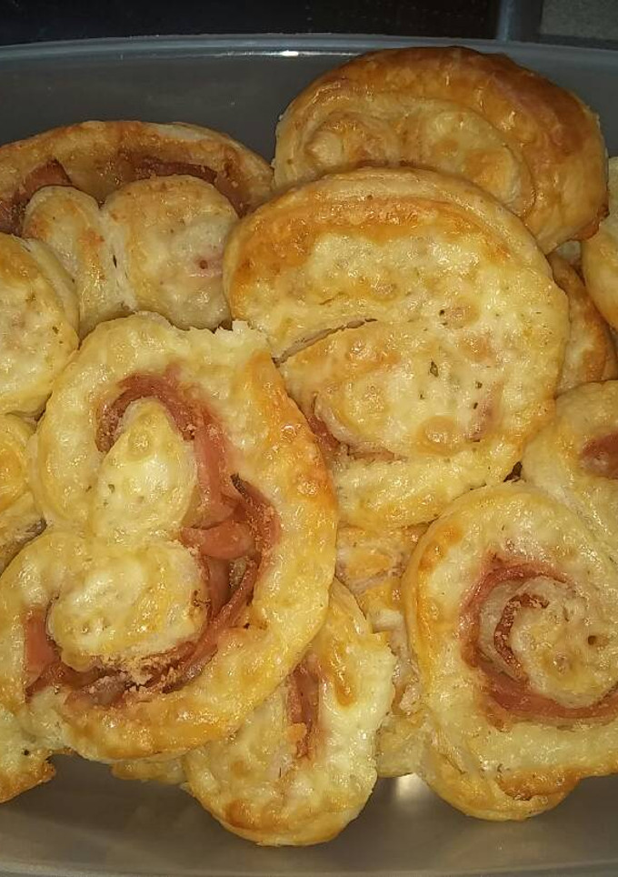 Una foto de Palmeritas de beicon y queso