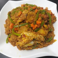 Porriage beans with ripe plantain and titus fish A picture of Porriage beans with ripe plantain and titus fish.