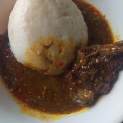 Tuwon Semovita With Okro Soup A picture of Tuwon Semovita With Okro Soup.