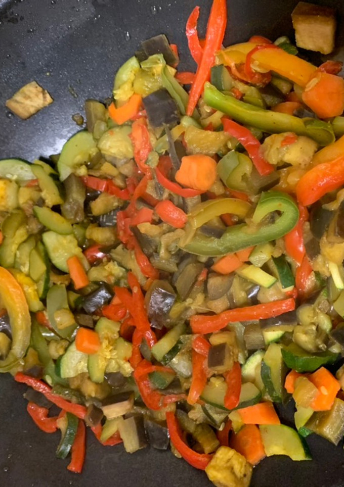 Una foto de Wok de verduras