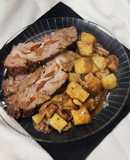 🥩🍖Roast Beef al horno mechado con morrones y ajos sobre colchón de papas y cebollas 🍖🥩