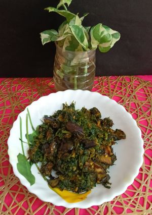 A picture of Methi Begun Bengali Style.
