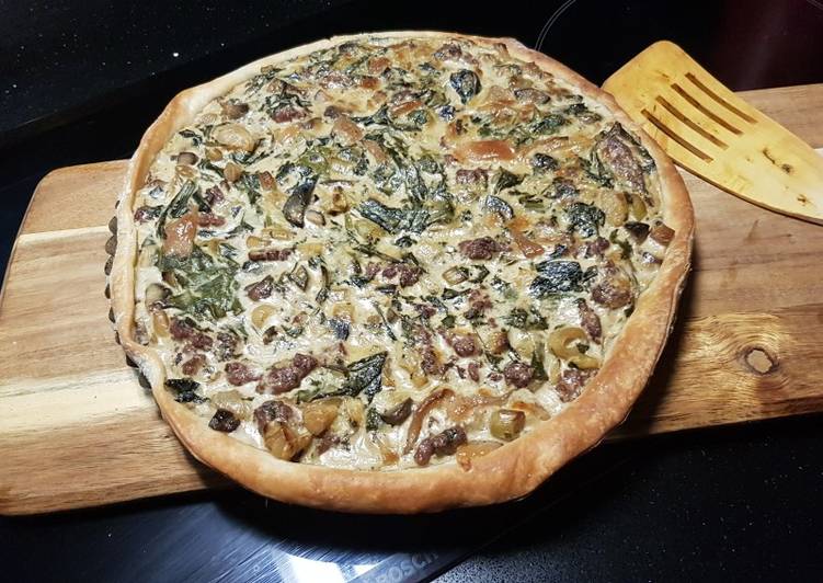 Quiche de marzuelos, ciervo, ajo puerro Silvestre y acelgas
