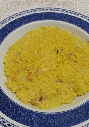 Una foto de 🇮🇳"Kashmiri Pulao hindú" de mijo solidario de comercio justo, bajo engrasa y vegano