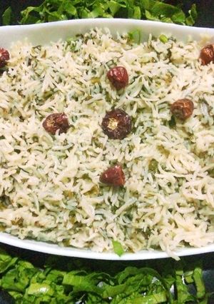 A picture of Green Spinach Pulao.
