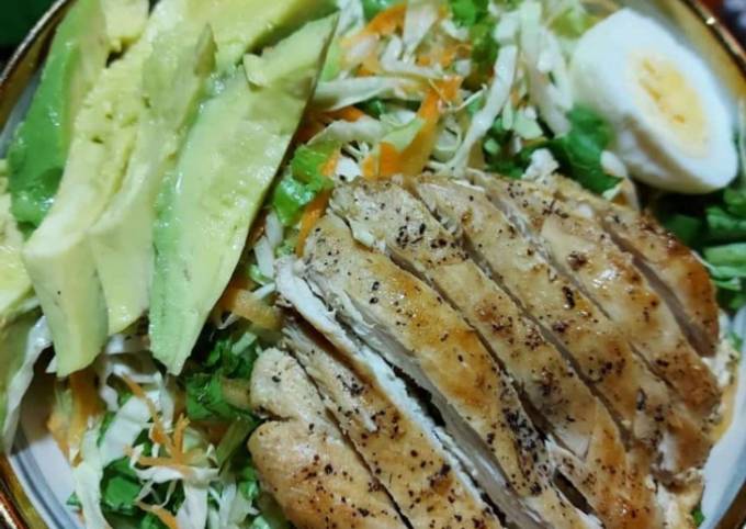 Chicken, avocado and boiled egg salad