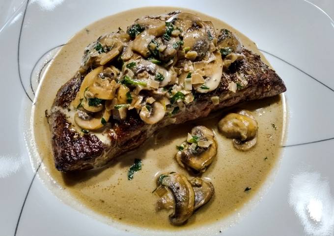 Steps to Make Award-winning Steak with tarragon mushroom sauce