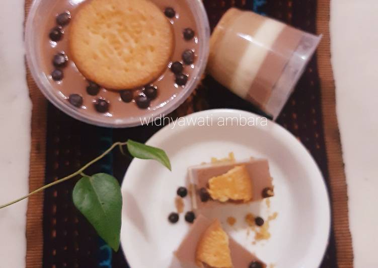 Resep Pudding Lapis (Biskuit, Cappuccino, Choco) yang Bikin Ngiler