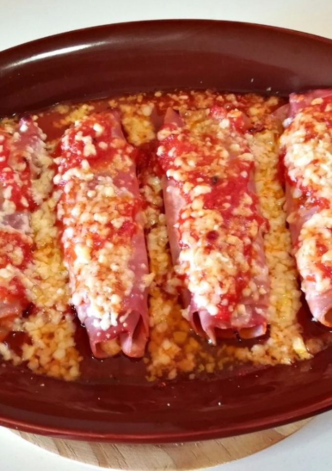 Una foto de Canelones de jamón York