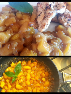 Una foto de Chutney de manzana y durazno, con pollo asado #caminodesabores