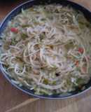 Spaghetti con crema y chile verde