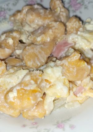 Una foto de Ñoquis de zapallo con omelette