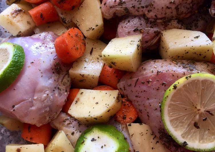 دجاج بالخضار والليمون