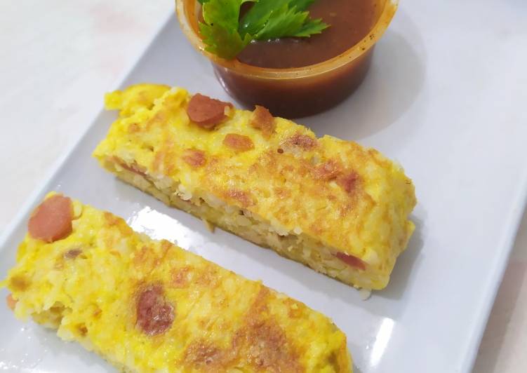 Resep Chicken Roasted, Sausage, And White Rice Omelette yang Enak