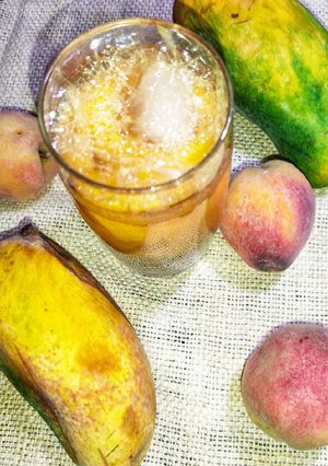 A picture of Mixed Fruit Punch 🍹🥭🍑🍊.