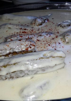صورة لوصفة كوسا باللبن مع اللحمة أبلما او شيخ المحشي ☺😋😋